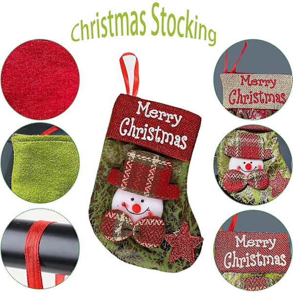 4 stk. Julestrømper til ophængning 17*10 cm Julegavepose Julepynt Gave Bjørn Elg Julemand Snemand Ornament Slikpose