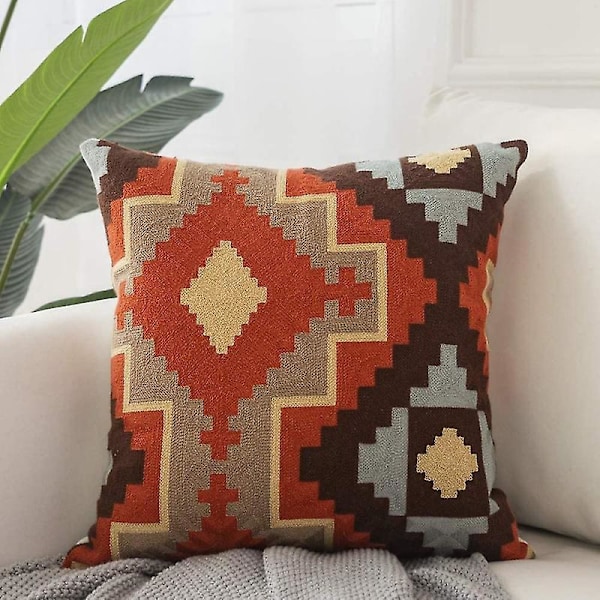 1 Pakke Dekorative Putetrekk, Premium Bomullsbroderi Firkantet Putetrekk, Aksent Tyrkisk Putetrekk For Sofa Stue