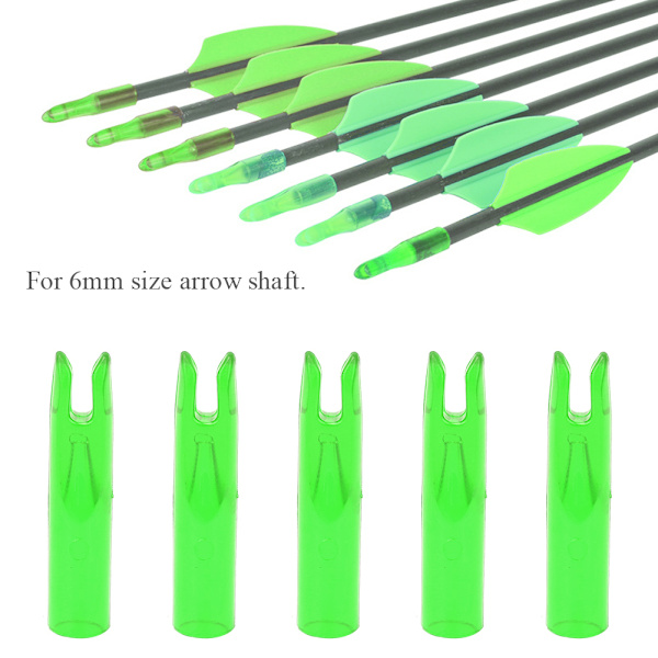 50 st Bärbar plastbågepil Nock Insert Tail Archery Accessory för 6mm Shaftmentgreen