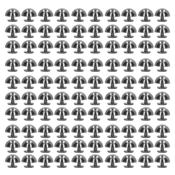 100 sæt champignonnitte 12mm høj hårdhed antirust med runde hovednitter til dekoration af punktøj Sko tasker kæledyrshalsbånd Sølv sort