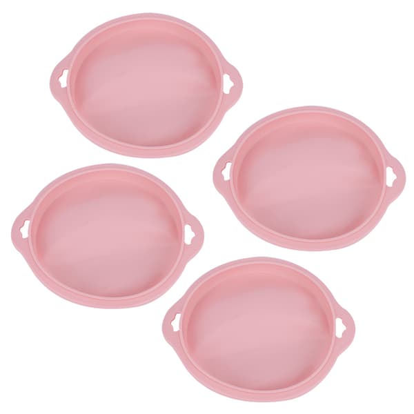 4 STK Silikon Lagdelt Kakeform Rund Brødform Kakebrettform Nonstick Bakeverktøy (Rosa S)
