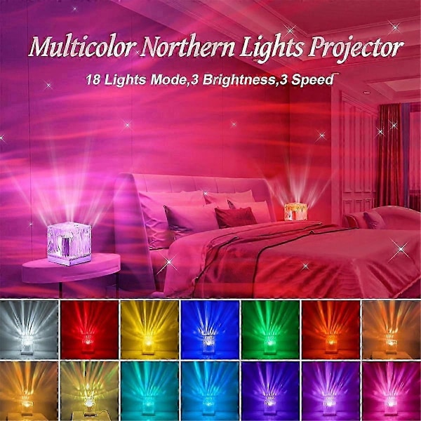 Norrsken Aurora Projektorlampa, 18 Färger Belysning Galax Projektor Stämningsbelysning, Fjärrkontroll