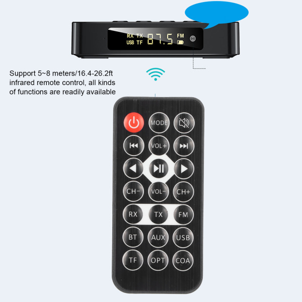 Bluetooth 5.0 lähetinvastaanotin 3 in 1 Bluetooth sovitin PC-televisiolle Tablet-kaiutin Kotiauton äänijärjestelmä