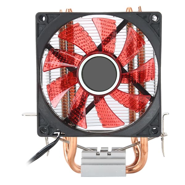CPU-kjølevifte 3-pins kontakt PC-tilbehør Lys 2 messingrør for AMD 775 / 1155 / Intel (rød)