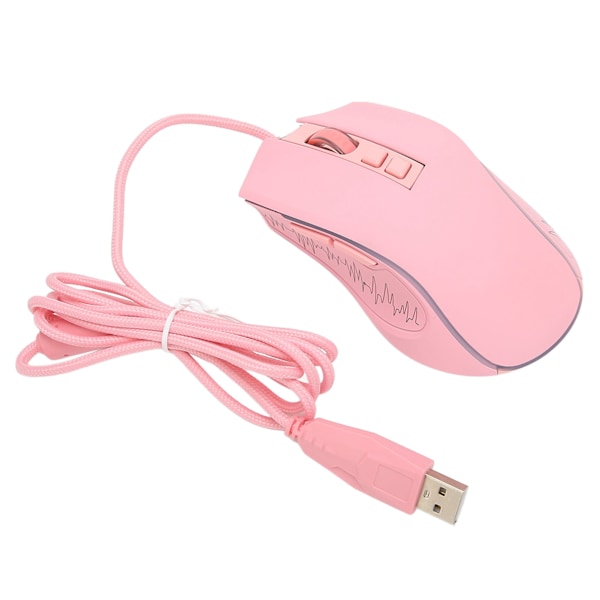 Gamingmus USB2.0 4 justerbar DPI RGB bakgrunnsbelyst ergonomisk design optisk sensor bærbar mus for spillkontor Hjem Rosa