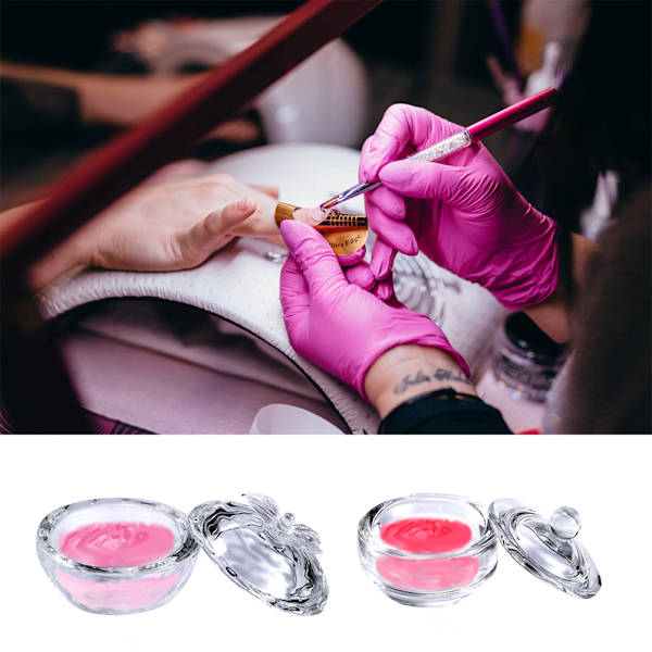 Mini glas nagelkonst akryl vätska pulver Dappen skål skål glas kristall kopp med lock för nagelkonst manikyrvård verktyg