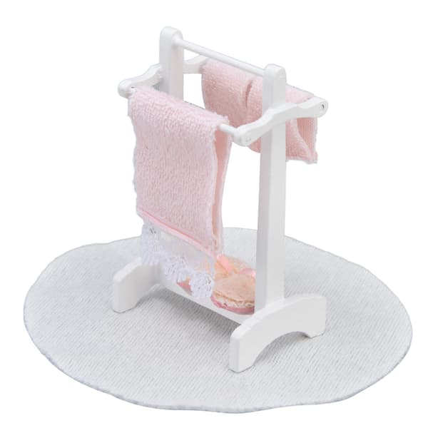 1:12 Dockskåp Handdukshängare Golvmatta DIY Miniatyr Dockskåpsmöbler Dekoration för Dockskåpsrum
