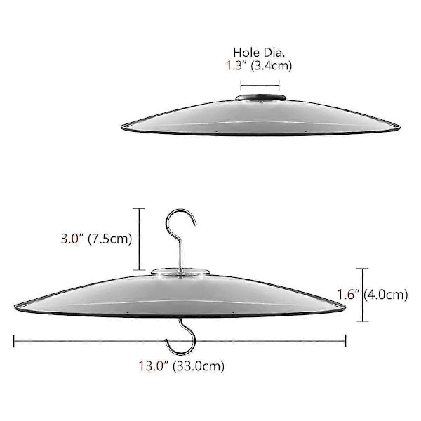 Glas Ekorrskydd för Fågelmatare Stolpe - Herdekrokar/stolpmontering - Klar 33 cm