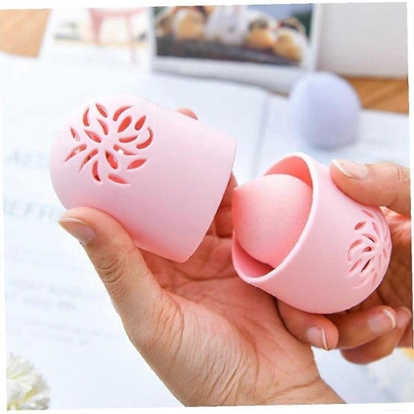 2 stk. Silikone Beauty Sponge Box Pulver Opbevaring Æggeholder Tørring Kosmetisk Stativ Sikker Boks Makeup Acc