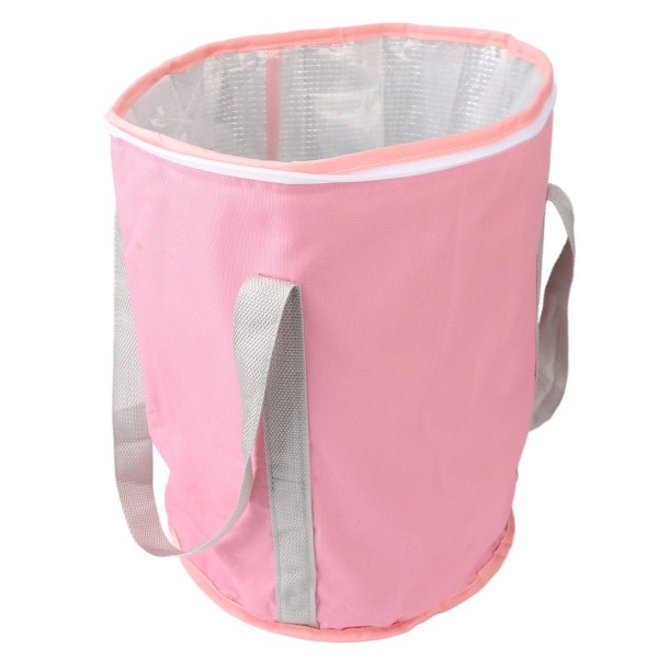 Sammenklappelig fodbadepose 5-lags isoleret vandtæt bærbar rejsefodbadetaske med låg til rejsecamping Pink
