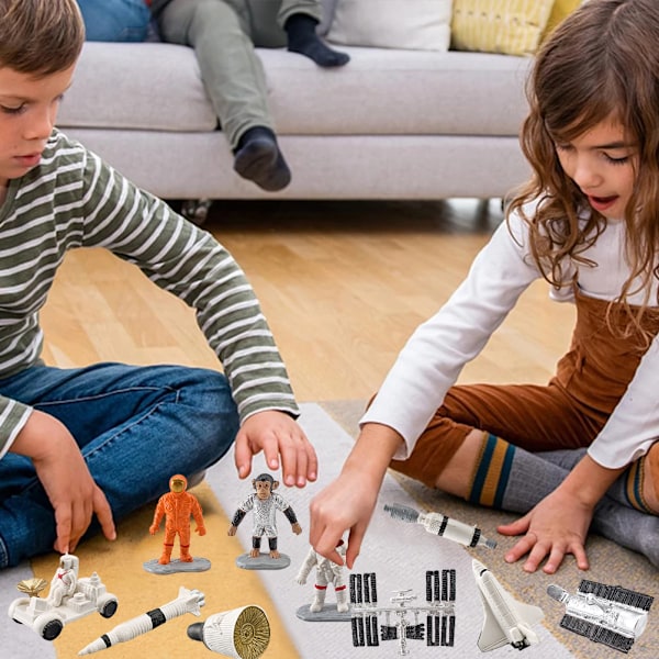10 st Astronautmodell Set PVC Rymdman Leksaker Yttre Rymden Miniatyrer Astronaut Figurer Tårta Topper Förskola Inlärningsgåvor för Barn