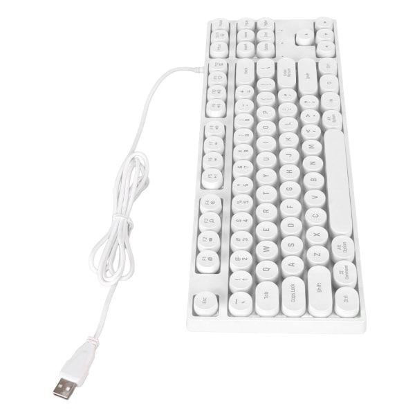 Gaming Keyboard USB Rundt 87 taster Farverigt baggrundsbelyst Ergonomisk Mekanisk Touch Wired Keyboard til stationær Bærbar PC Hvid