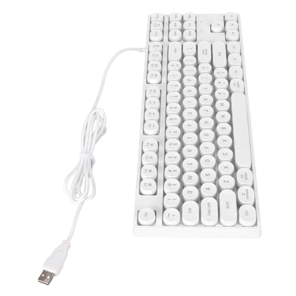Pelinäppäimistö USB Pyöreä 87 Näppäimet Värikäs taustavalaistu Ergonominen Mekaaninen Langallinen Näppäimistö Pöytätietokoneen Kannettavalle PC Valkoinen