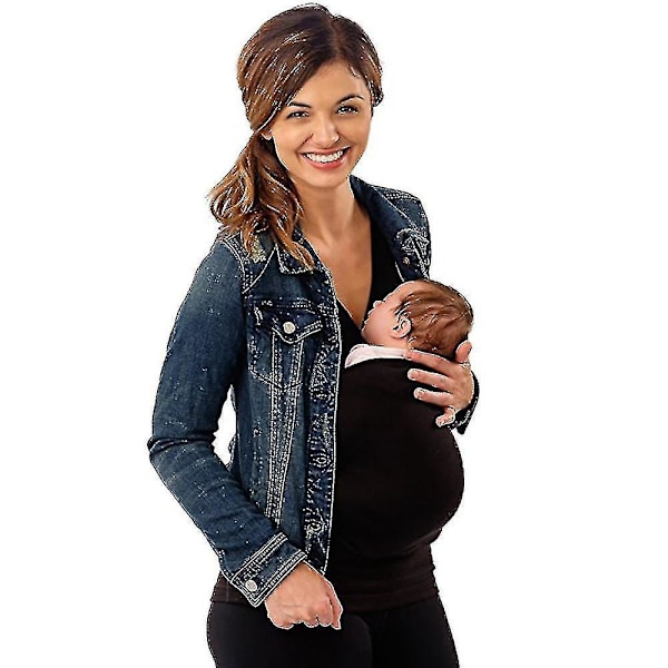 Kænguru Baby Carrier Vest T-shirt til mor og far L Sort Dame