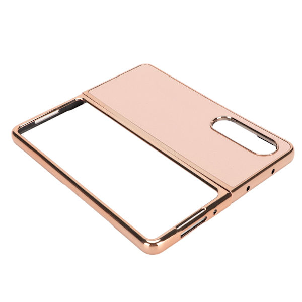 Phone case Cover för Samsung Galaxy Z Fold 4 Nanoplätering Äkta läder Repsäkert Rosa
