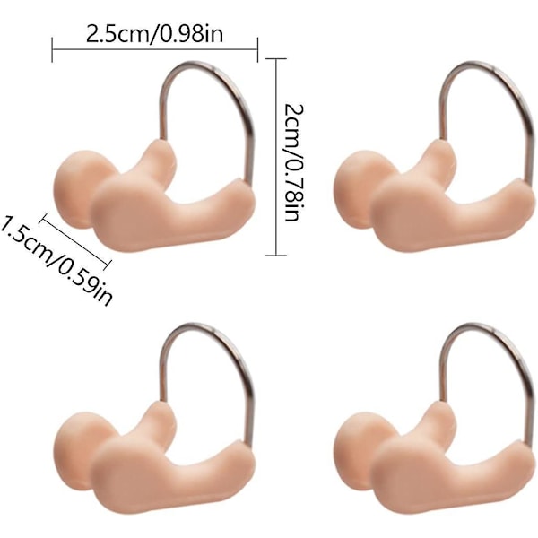 Bekväma beige silikon näsklämmor - 12-pack, vattentäta och mjuka dynor, idealiska för simmare