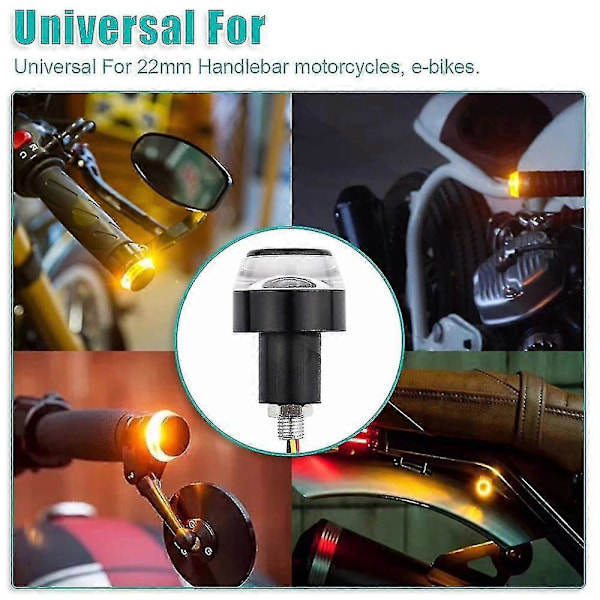 12v Blinklys Motorsykkel Led Bar End Blinker For 22mm Styre Signal Lys Blinkende For Styre ZD L hvit til rød