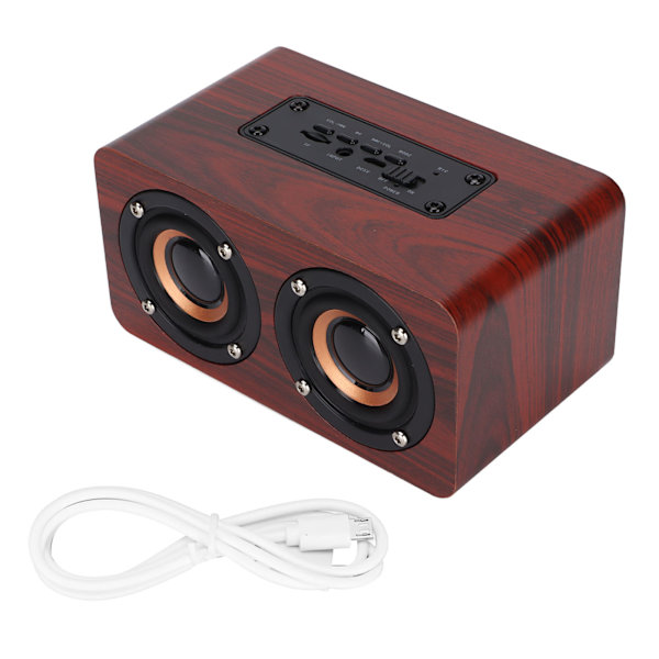 Trä Bluetooth -högtalare Retro trådlös subwoofer AUX stereohögtalare för hemmets surfplatta Brun träkornfärg