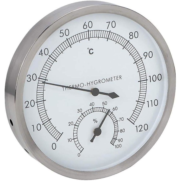 Termometer Hygrometer i Rostfritt Stål Thermo-Hygrometer Inomhus Bastu Utrustning Tillbehör