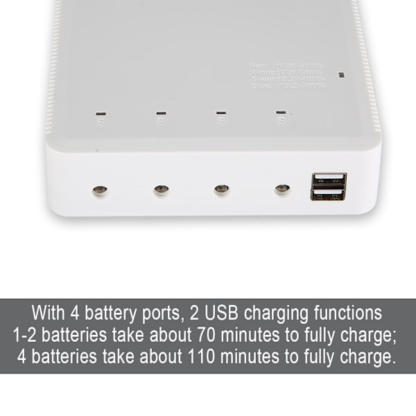 4 Batteriporte + 2 USB-opladnings RC Drone-oplader til XIAOMI FIMI X8 SE-droner 100-240V Hvid US