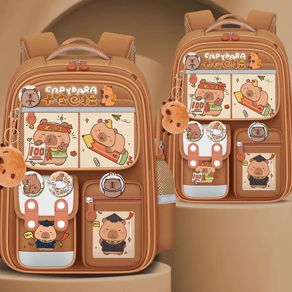Stylish Capybara Backpack for School Children Lightweight School Bag with Adjustable Shoulder Strap Student Backpack 01 01style 01style 1