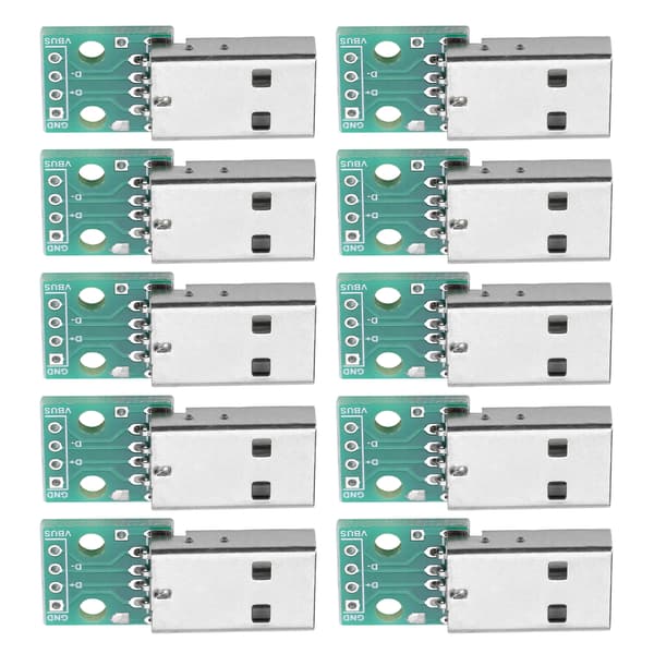10 st USB Typ A Hane Kontakt till DIP Adapterkort 4 Pin 2.54mm Pitch