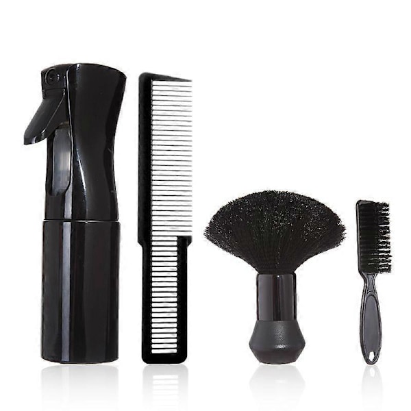 4-Delars Professionell Hårklippningssats Barberarverktygsset Sprayflaska Hårborste Hårrengöring Salong Frisörtillbehör Svart-A