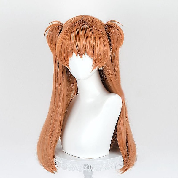 Ginger Orange Cosplay- parykk med klips-på fletter - Langt, rett hår parykk for kvinner til Halloween-kostyme
