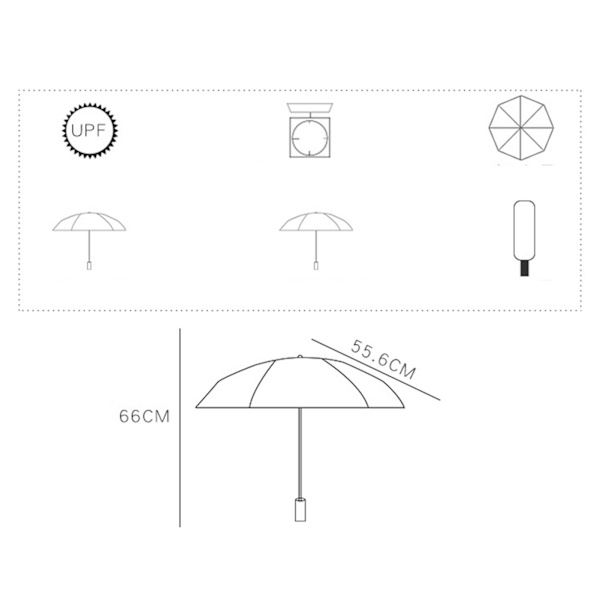 Muodi Korean Version Sun Umbrella UV Isolation Portable Foldable Umbrella Black Vinyl Cute Cartoon Pattern Bear