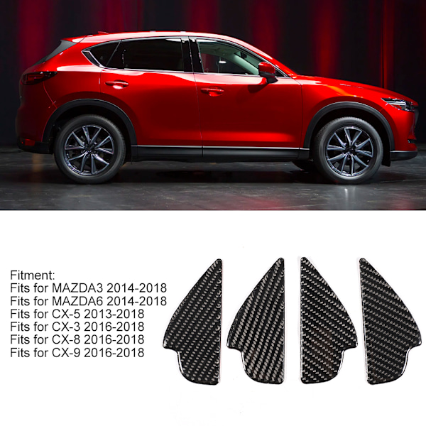 4 st kolfiber inredning dörrskål dekor lock passar för MAZDA CX-5 2013-2018 vänsterstyrd