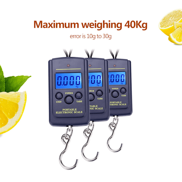 Weiheng WH-A01L Bärbar Elektronisk Digital Hängande Vågskala med Krokhålsverktyg Fiske Bagage
