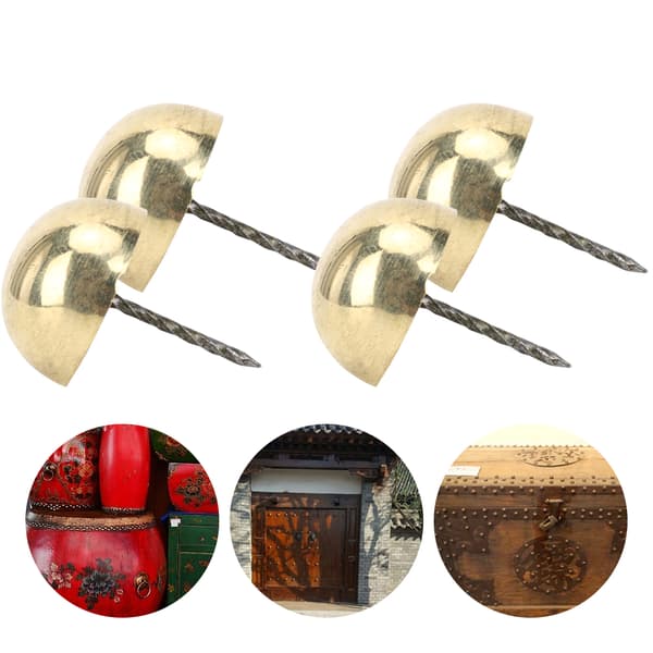 4 stk møbelspiker med rundt hode, antikk messing, dekorative sofa- og møbeltilbehør 3cm-6cm, messingfarget