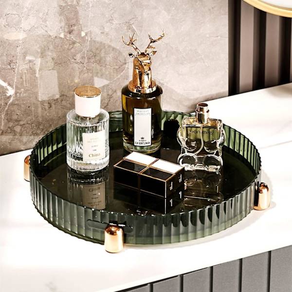 360 Rotating Green Makeup Organizer og parfumebakke til toiletvask og hudpleje