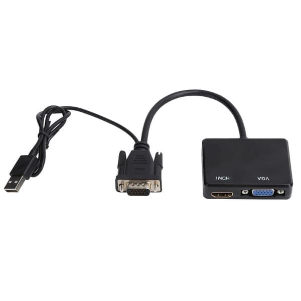 VGA til VGA High Definition Multimedia Interface Splitterkonverterer Støtter Dobbel Skjermadapter Svart