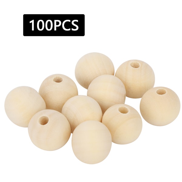 100 kpl 20 mm pyöreä luonnonpuuhelmipakkaus DIY-korumateriaalitarvikkeet rannekoruun kaulakoruun