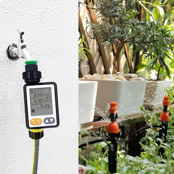 Havevandingsur med regnsensor, udendørs have stor skærm sprinkler tank, automatisk sprinkleranordning, tidsindstillet vandingscontroller ZD FT
