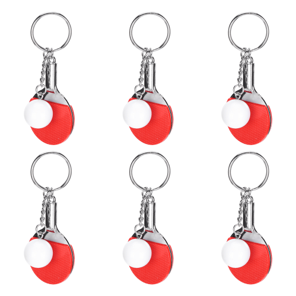 6 kpl Pöytätennis muotoiltu avaimenperä metalliseos sormuslaukku Charm avaimenperä riipus naisille miehille