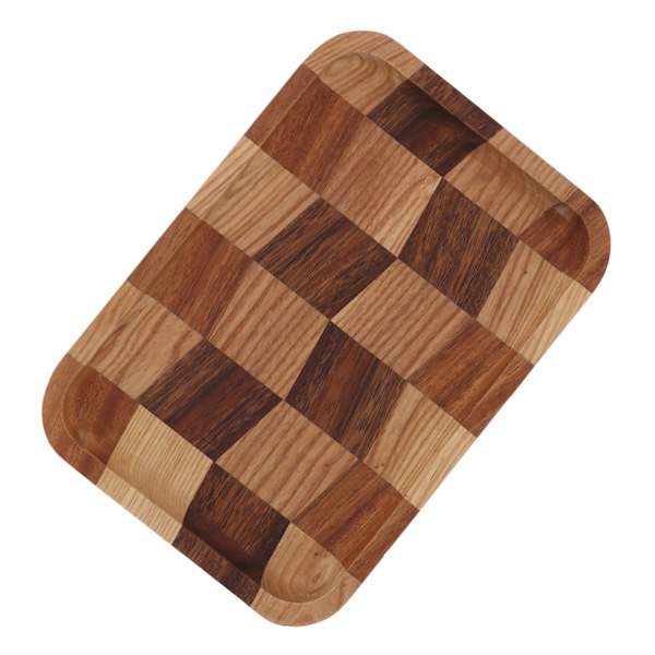 Te-bakke Gitter Mønster Sort Valnød Hvid Vokset Træ Rektangulær Mad Serveringsplade til Sushi Brød Desserter Frugt Snacks 25x18cm / 9.8x7.1in