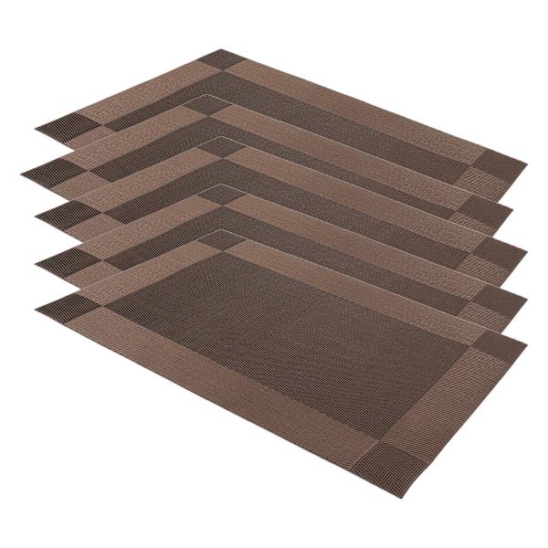 10-pack bordstablett set kaffe brun PVC värmebeständig halkfri 30x45cm tvättbar mattillbehör för bord kök