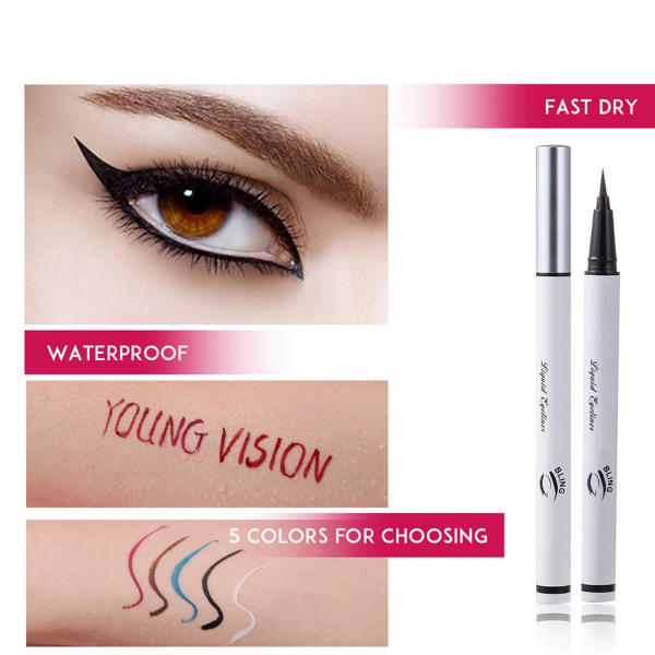 Flytande eyelinerpennor 5 färger eyeliners set för kvinnor fläcksäkra färgade vattenlinje eyeliners