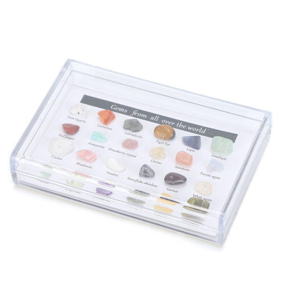 24 sorters Crystal Ädelstenar Chakra Stone Healing Crystal Stone Kit med låda för samlare