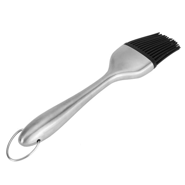 Grillbørste med silikonhode og håndtak i rustfritt stål for olje og marinader (20 cm)