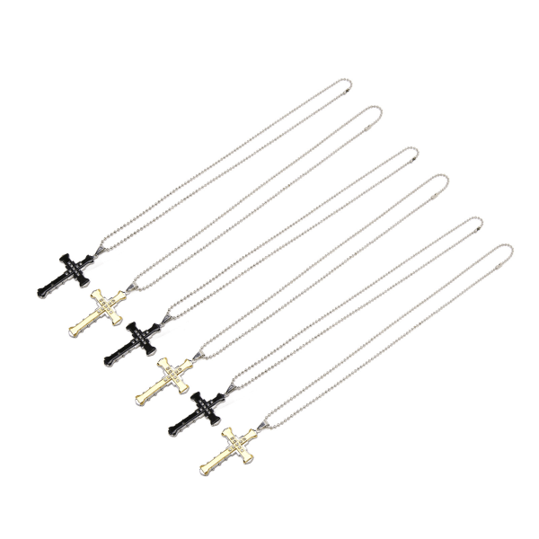 6st rostfritt stål korshalsband Snyggt justerbart kedja krucifix halsband för män kvinnor Silver Guld