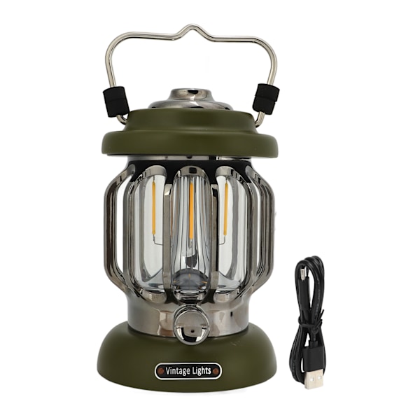 Campinglampe Genopladelig IPX4 Vandtæt Justerbar Retro Hængende Teltlampe til Nødsituation Fiskeri Terrasse