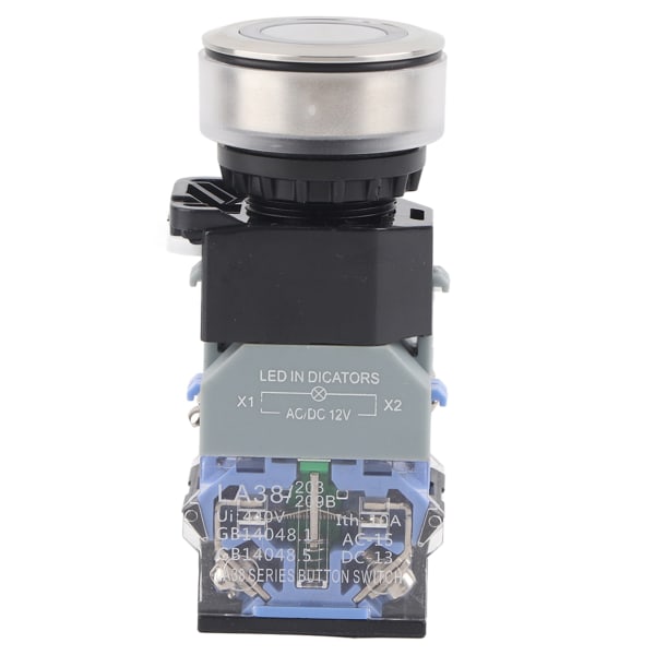 Kompakti painikekytkin sinisellä valolla 30 mm asennushalkaisija LA38 AC DC12V (itselukittuva)