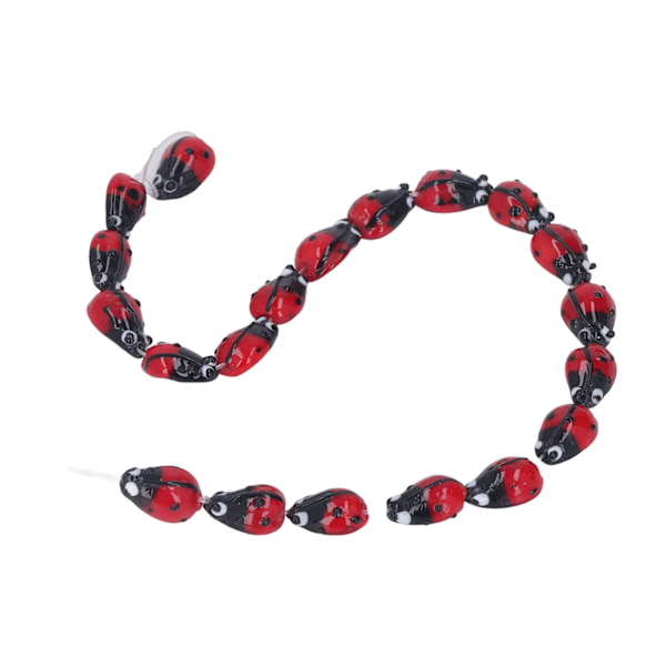 20 st Ladybug Pärlor Svart Röd Glas Glansig Bekväm DIY Tillverkning Korrosionsbeständig Smycken Distanspärlor för Hantverk