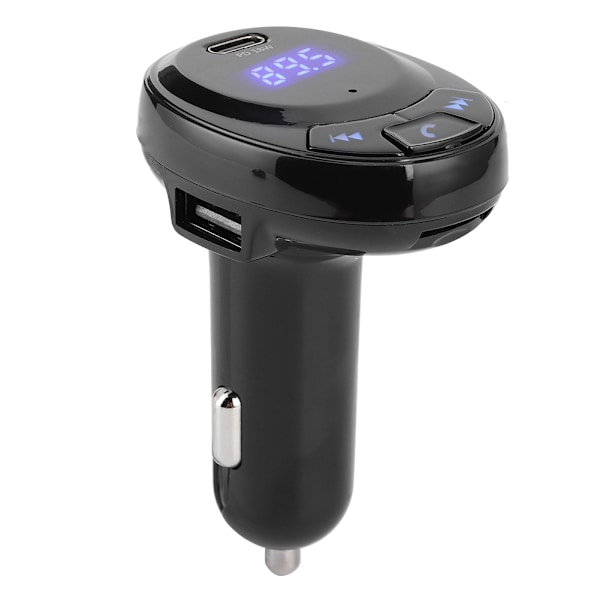 BT09 12V Bluetooth langaton FM-lähetin Mp3-soitin Type-C pikalataus PD 18W Auton laturiMusta
