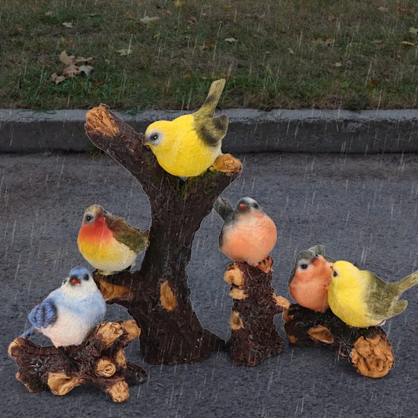 4 stk./sæt Plænehavegård Resin Høj Simulation Fugl Dekoration Dyre Ornament