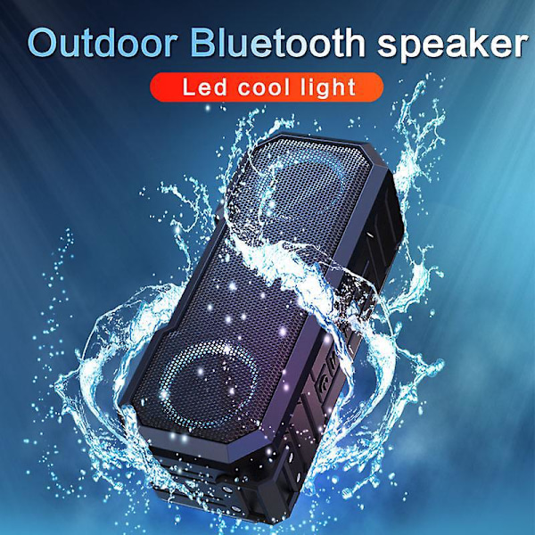 Portabel Bluetooth-högtalare - IPX7 Vattentät, Stereoljud, LED-lampa, Inbyggd mikrofon, Powerbank - Hem & Utomhus