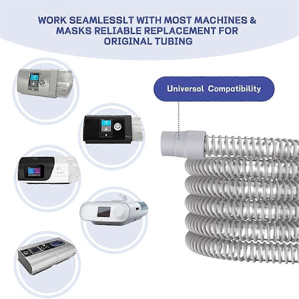 1,8 meter Universal CPAP-slang - med de flesta maskiner och masker